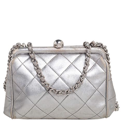 chanel clutch silver|Chanel vintage clutch.